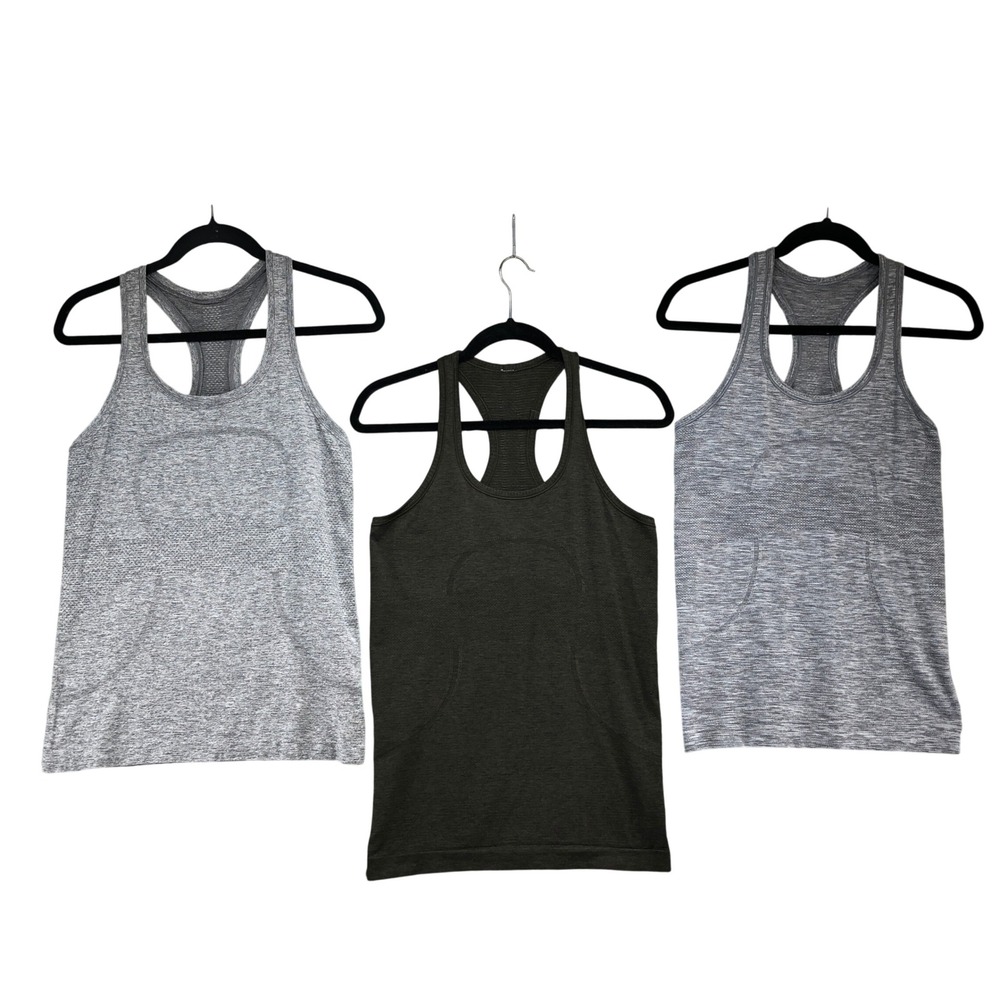 Lululemon Swiftly Tech Racerback Tank Tops Womens 8 Grey Green 3 Pack Bundle